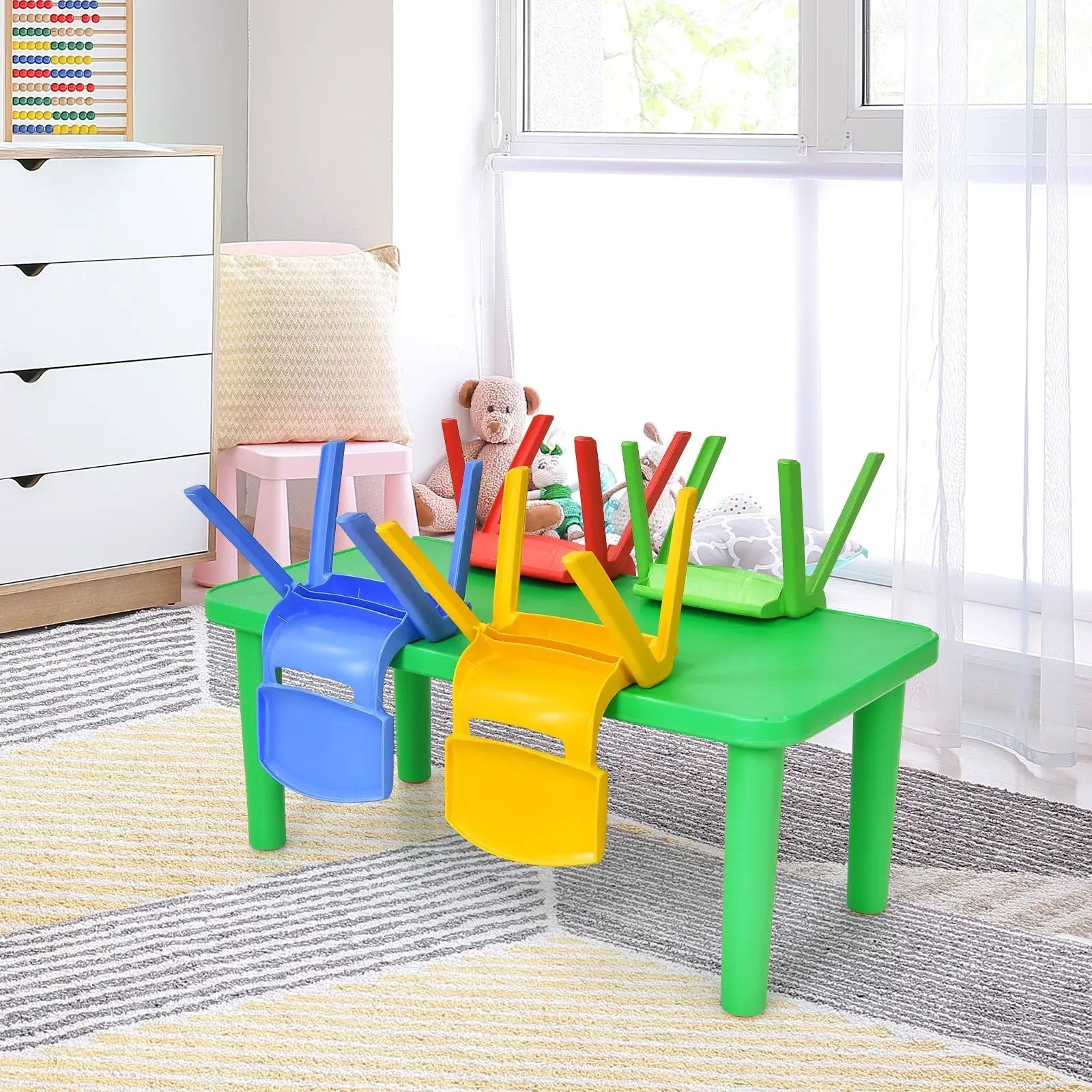 Kids Colorful Plastic Table and 4 Chairs Set by DirectDeals