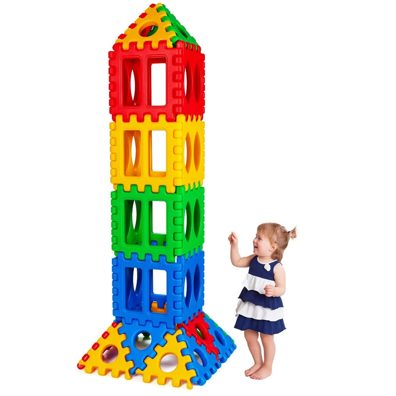 32 Pieces Big Waffle Block Set Kids Educational Stacking Building Toy by DirectDeals