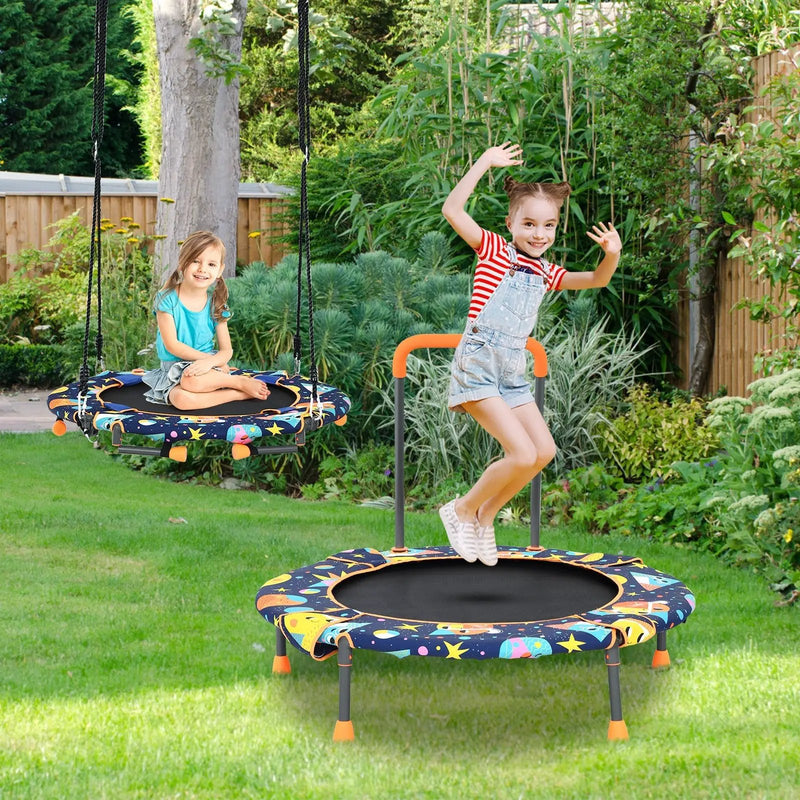 Convertible Swing and Trampoline Set with Upholstered Handrail by DirectDeals