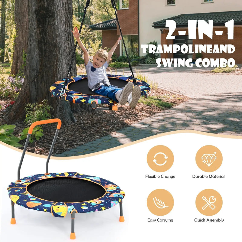 Convertible Swing and Trampoline Set with Upholstered Handrail by DirectDeals