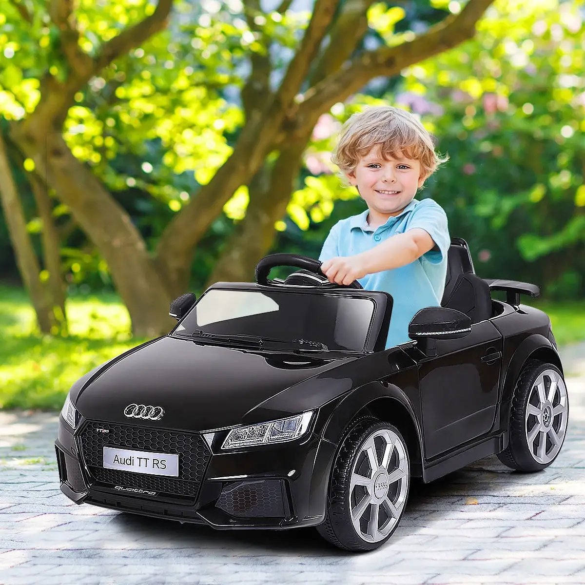 12V Kids Electric Ride on Car with Remote Control and Music Function-Black by DirectDeals
