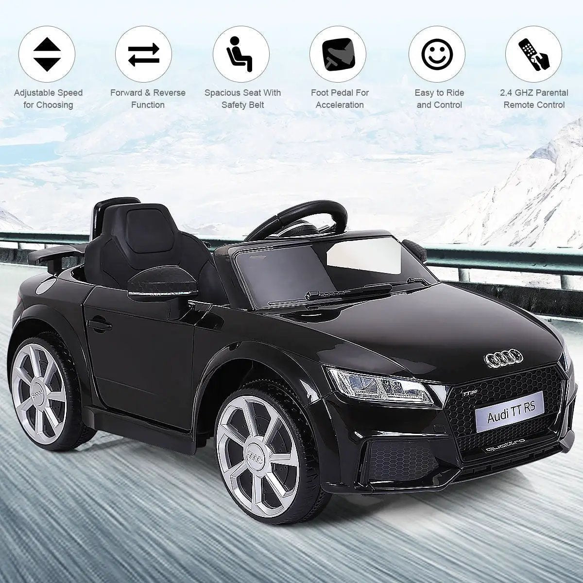 12V Kids Electric Ride on Car with Remote Control and Music Function-Black by DirectDeals