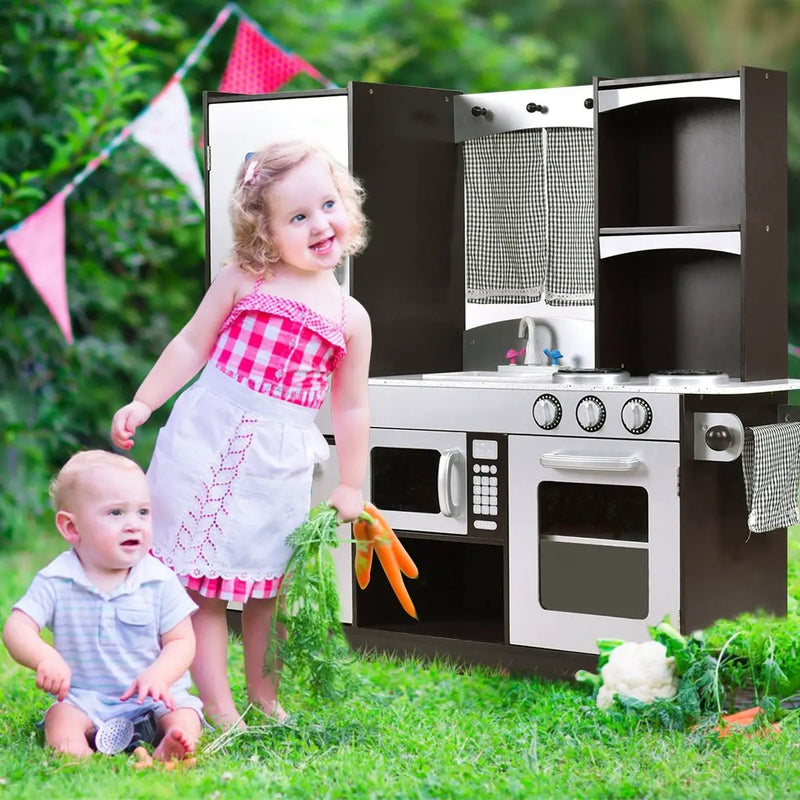 Kids Wooden Modern Kitchen Cooking Pretend Play Set by DirectDeals