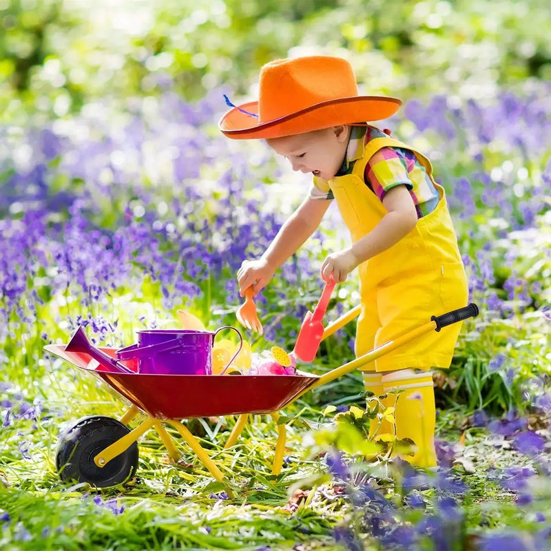 Outdoor Garden Backyard Play Toy Kids Metal Wheelbarrow-Red by DirectDeals
