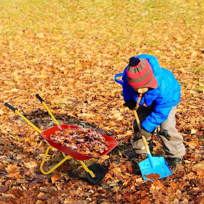Outdoor Garden Backyard Play Toy Kids Metal Wheelbarrow-Red by DirectDeals