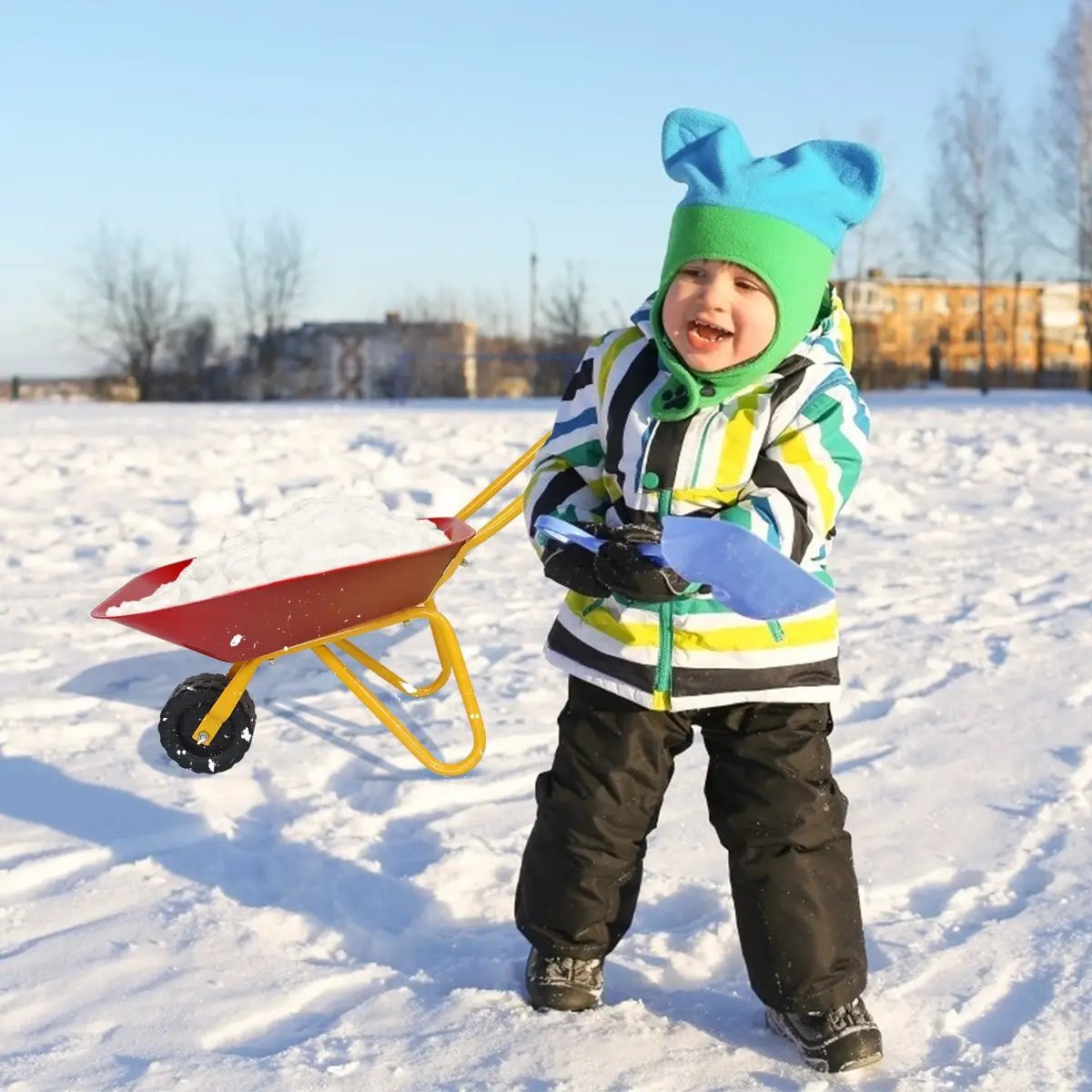 Outdoor Garden Backyard Play Toy Kids Metal Wheelbarrow-Red by DirectDeals