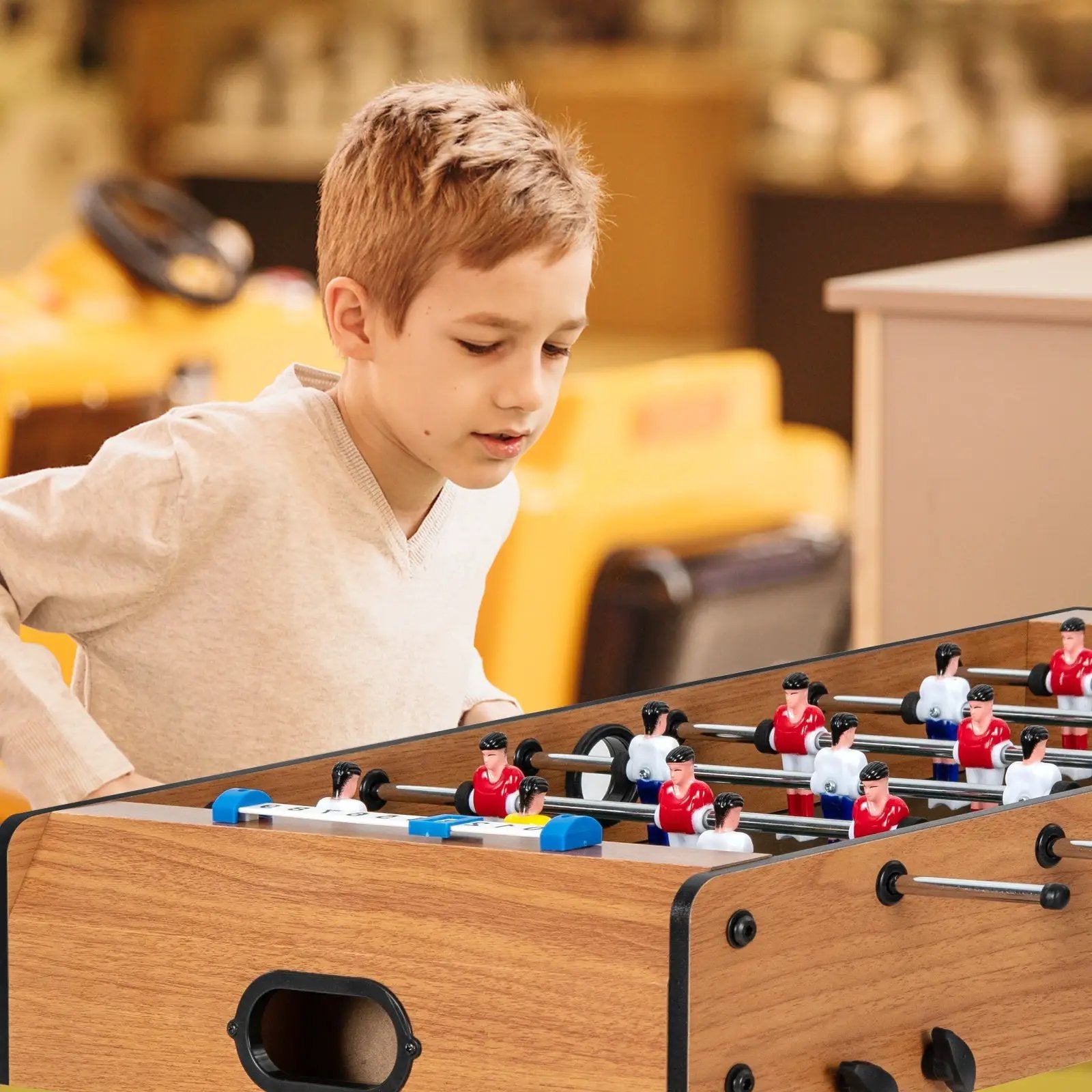 Space Saving Table Football with Durable Handle and 2 Footballs by DirectDeals