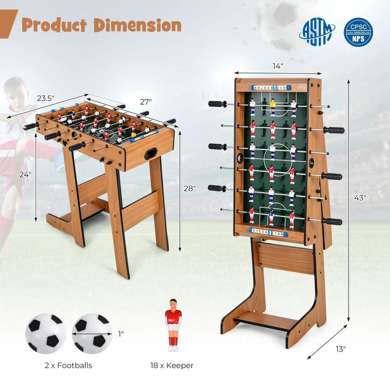 Space Saving Table Football with Durable Handle and 2 Footballs by DirectDeals