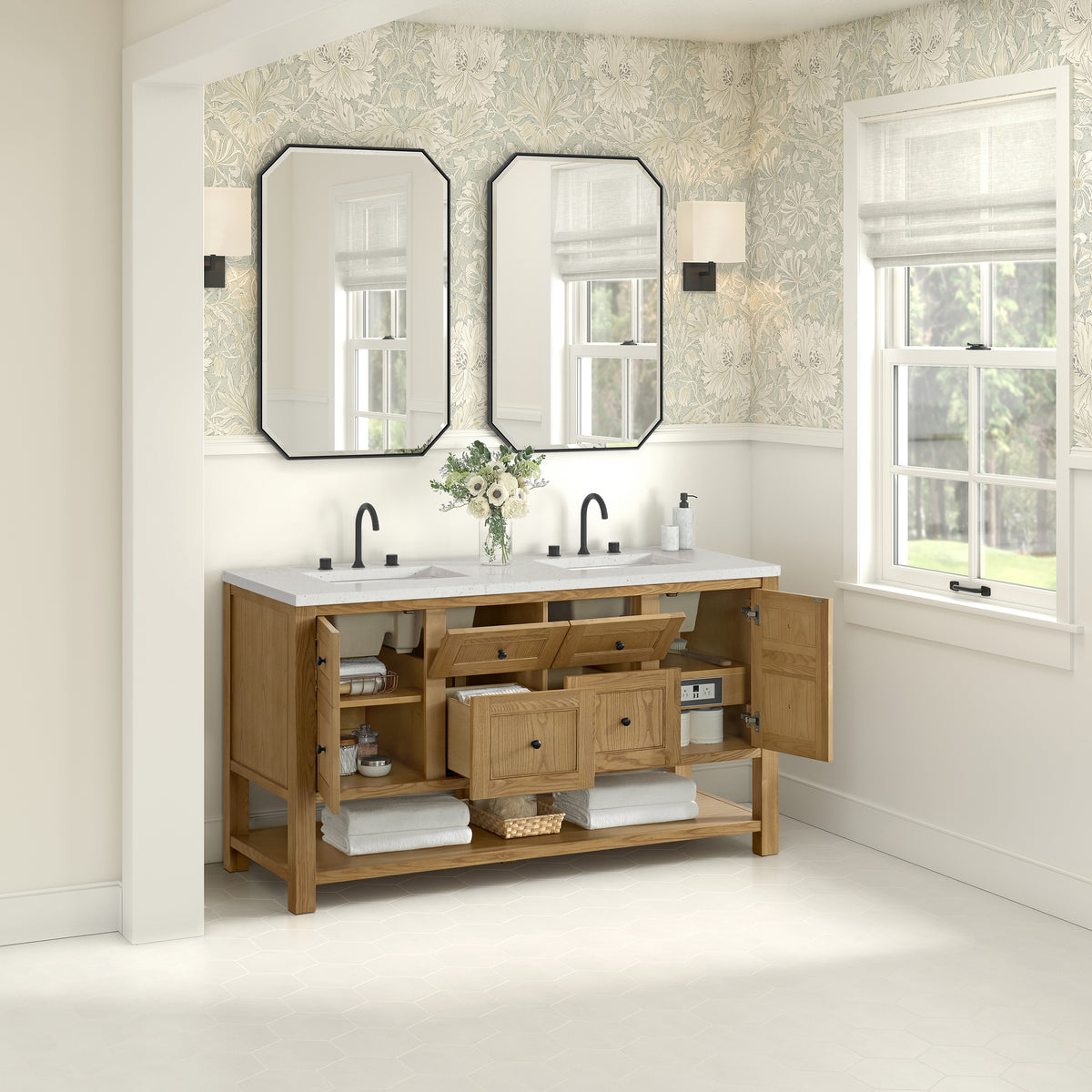 James Martin Breckenridge 60" Double Bathroom Vanity, Light Natural Oak, view 28