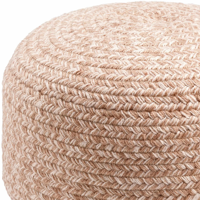 Tonanitla Natural Fiber Blush Knitted Outdoor Pouf by Boutique Rugs
