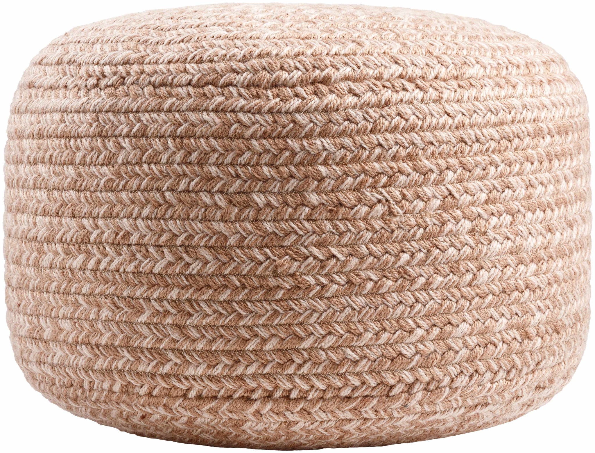 Tonanitla Natural Fiber Blush Knitted Outdoor Pouf by Boutique Rugs