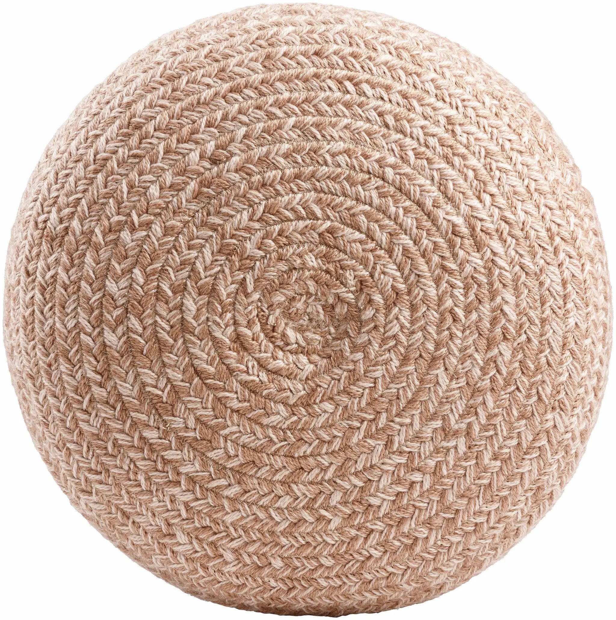 Tonanitla Natural Fiber Blush Knitted Outdoor Pouf by Boutique Rugs