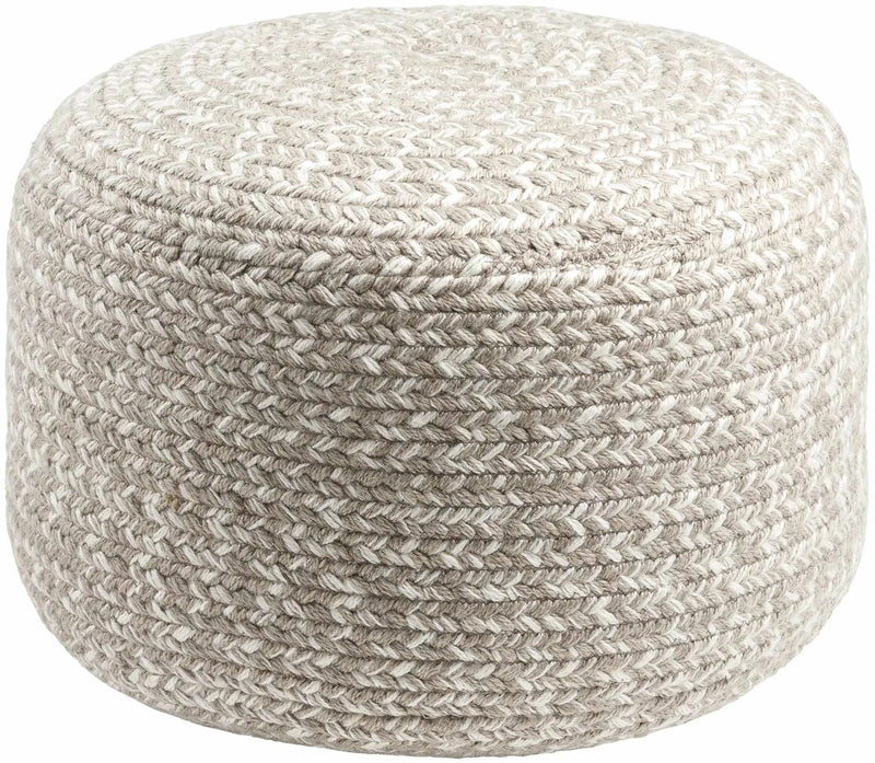 Tonanitla Natural Fiber Light Gray Knitted Outdoor Pouf by Boutique Rugs