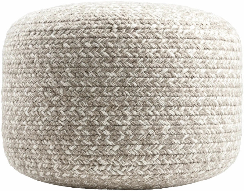 Tonanitla Natural Fiber Light Gray Knitted Outdoor Pouf by Boutique Rugs