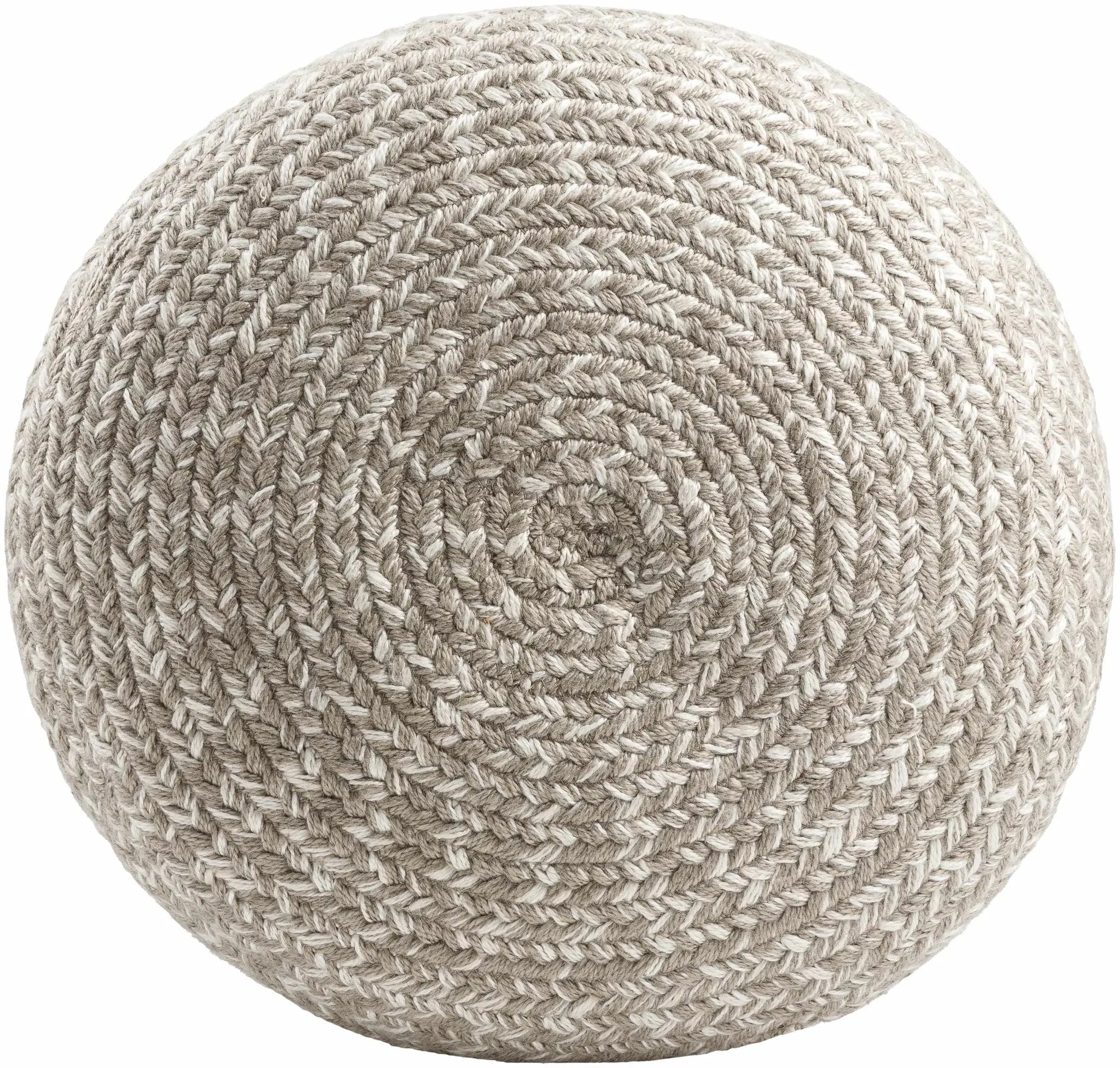 Tonanitla Natural Fiber Light Gray Knitted Outdoor Pouf by Boutique Rugs