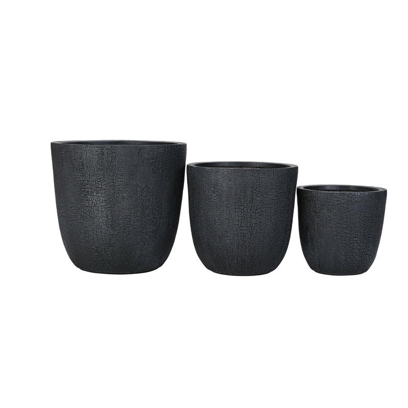 Lightweight MGO Planter Set of 3 with Crackle Texture - Neutral, photo 11 of 18