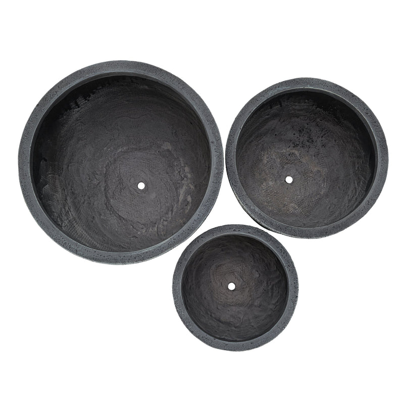 Lightweight MGO Planter Set of 3 with Crackle Texture - Gray, photo 12 of 18