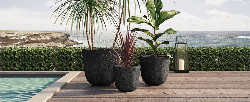 Lightweight MGO Planter Set of 3 with Crackle Texture - Neutral, photo 5 of 18