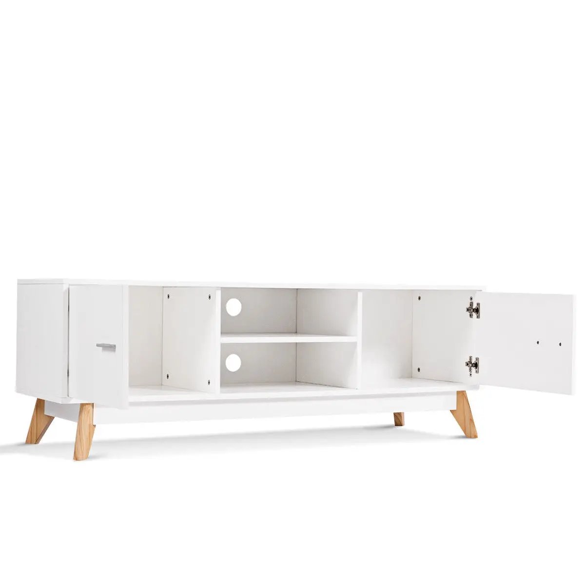 Wooden TV Stand with 2 Storage Cabinets and 2 Open Shelves for 60 Inch TV by DirectDeals