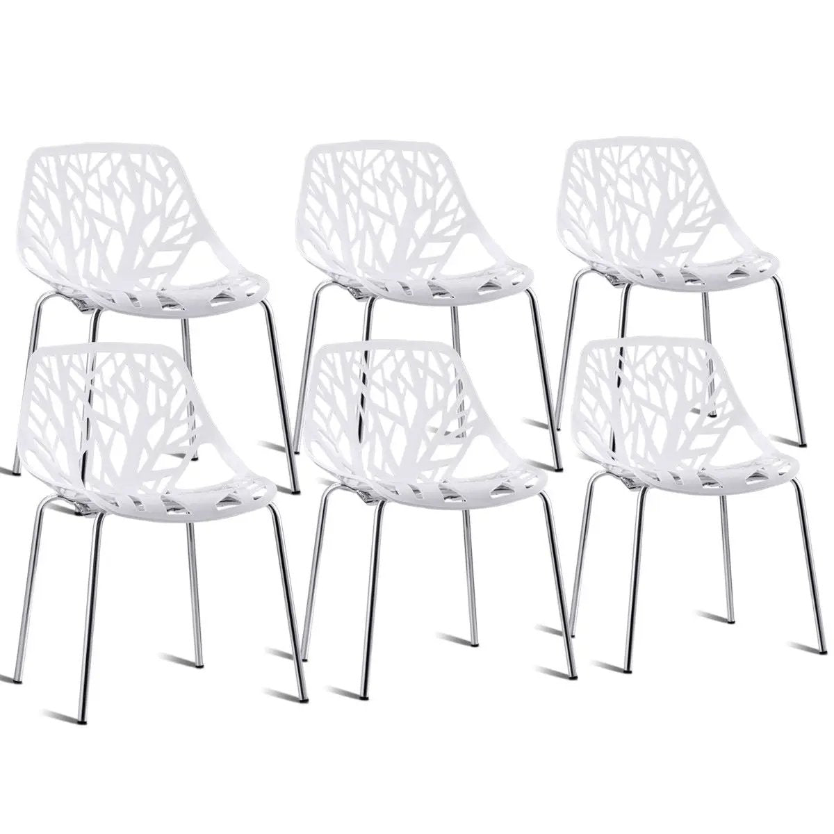 Set of 6 Accent Armless Modern Dining Chairs with Plastic Feet Pads by DirectDeals