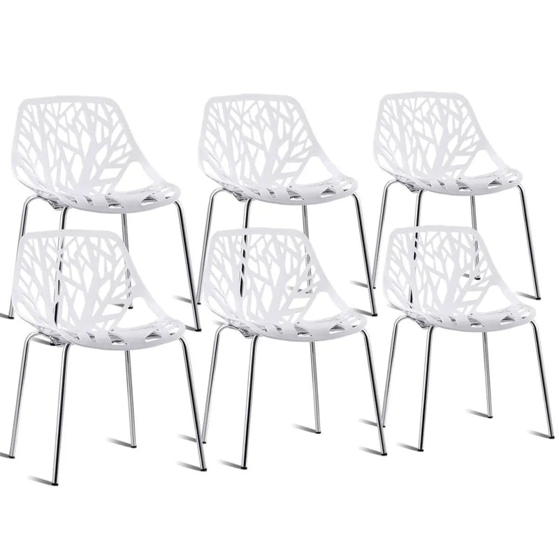 Set of 6 Accent Armless Modern Dining Chairs with Plastic Feet Pads by DirectDeals