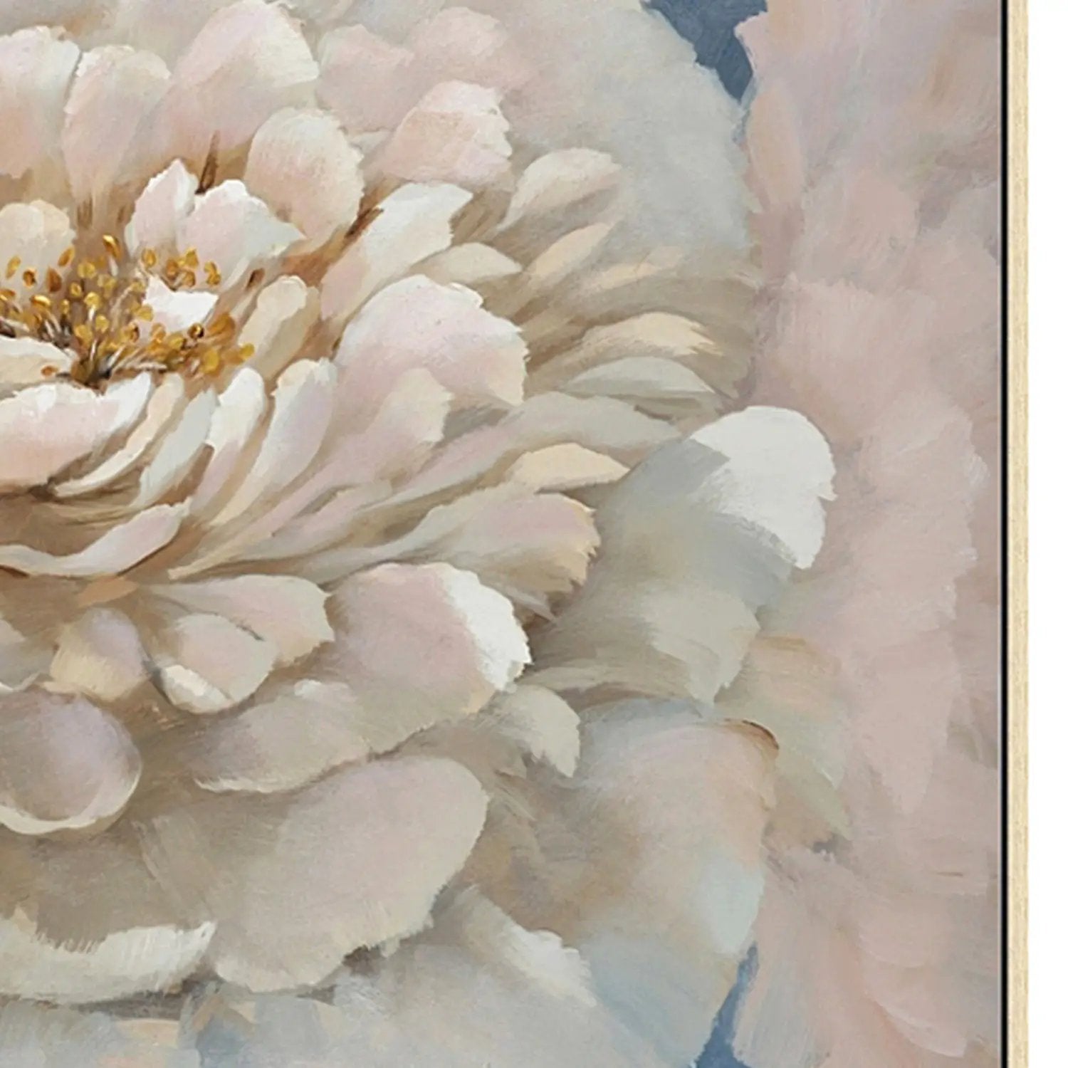 Hand Painted Acrylic Wall Art Pink Flower on a 39 x 39 Square Canvas with a Brown Wooden Frame by Sharicks