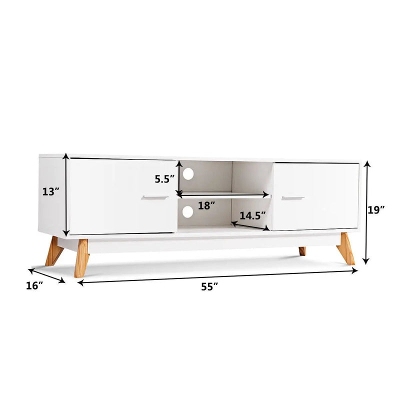 Wooden TV Stand with 2 Storage Cabinets and 2 Open Shelves for 60 Inch TV by DirectDeals