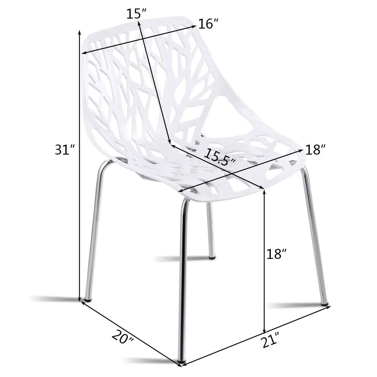 Set of 6 Accent Armless Modern Dining Chairs with Plastic Feet Pads by DirectDeals