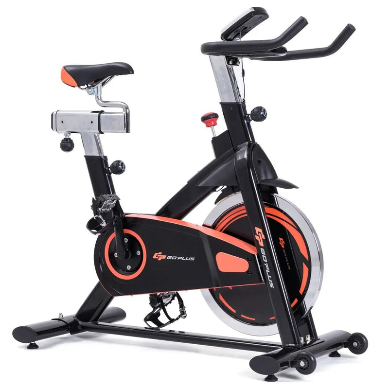 Indoor Fixed Aerobic Fitness Exercise Bicycle with Flywheel and LCD Display by DirectDeals