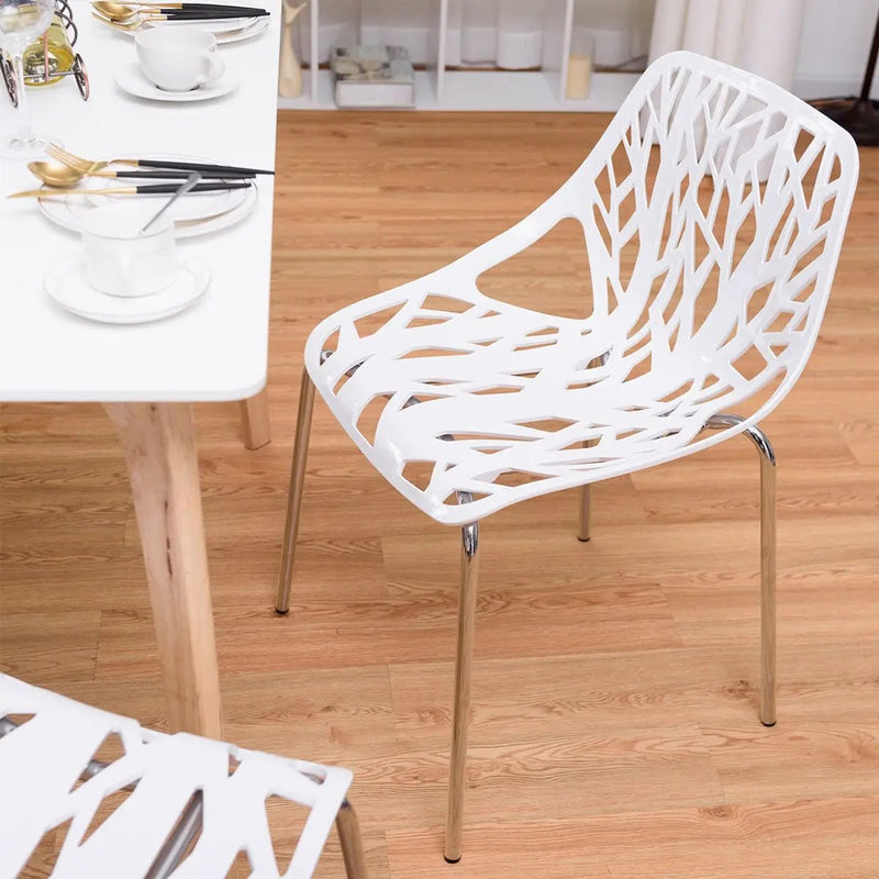 Set of 6 Accent Armless Modern Dining Chairs with Plastic Feet Pads by DirectDeals