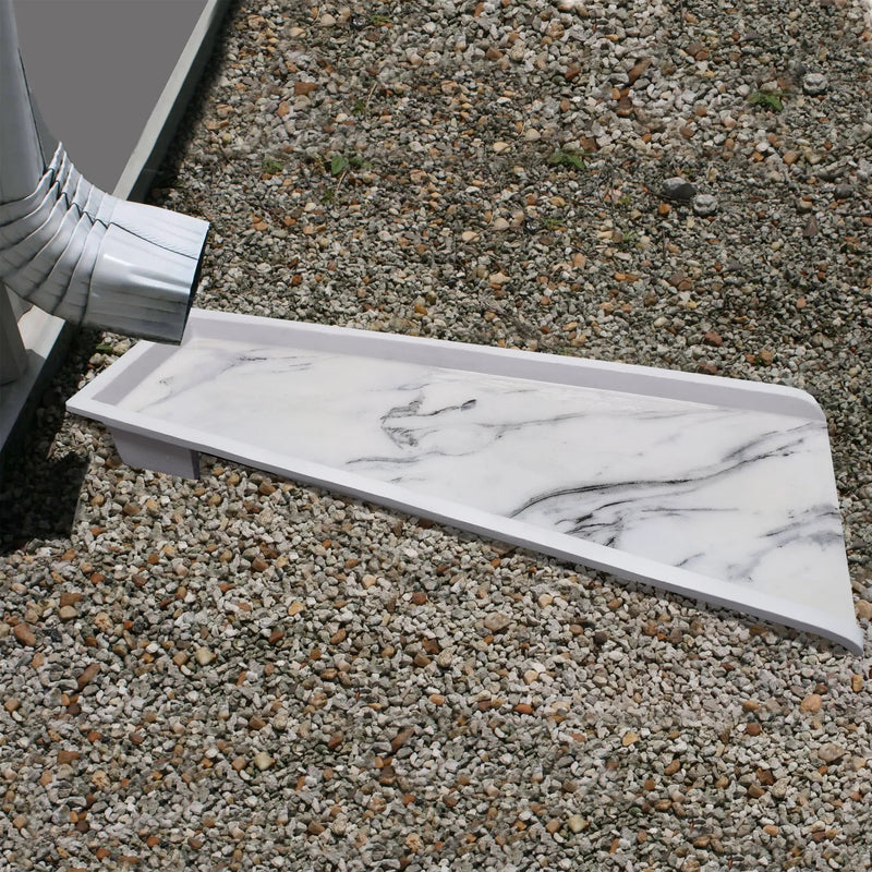 White Faux Marble 24-in Cast Aluminum Downspout Gutter Splash Block by Sharicks