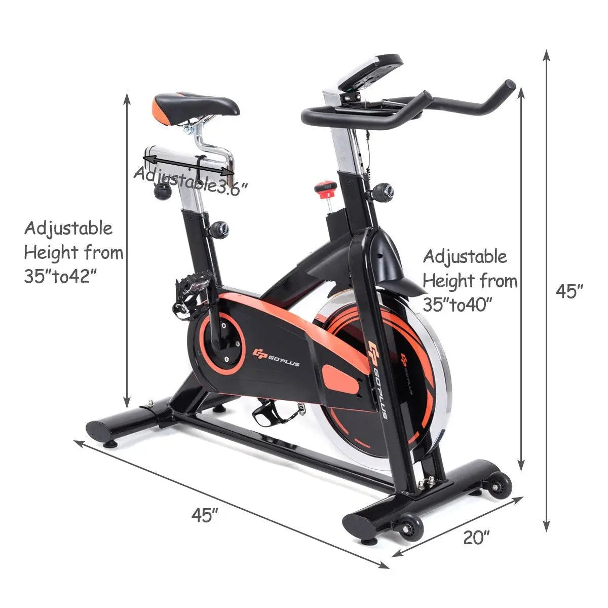 Indoor Fixed Aerobic Fitness Exercise Bicycle with Flywheel and LCD Display by DirectDeals