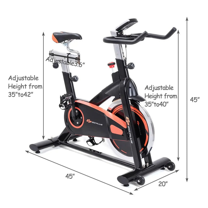 Indoor Fixed Aerobic Fitness Exercise Bicycle with Flywheel and LCD Display by DirectDeals