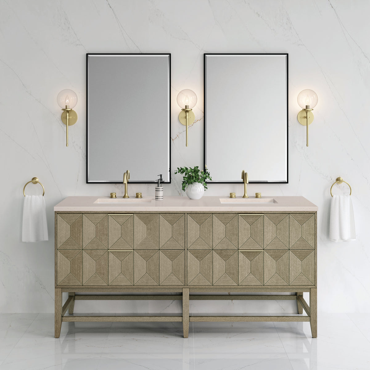 James Martin Emmeline 72" Double Bathroom Vanity, Pebble Oak, view 24