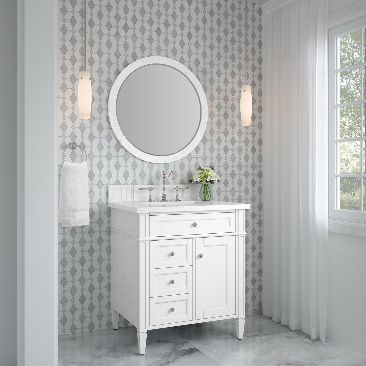 James Martin Brittany 30" Single Bathroom Vanity, Bright White, view 23