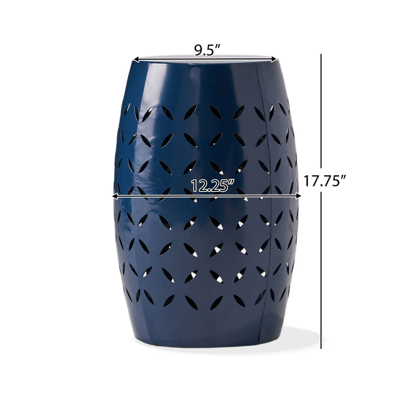 Lilac 12" Metal Outdoor Side Table with Lace Cut Design - Lilac, photo 5 of 8