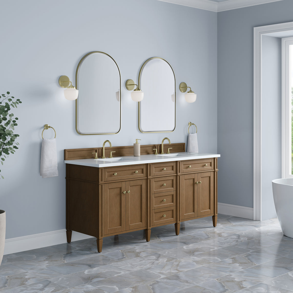 James Martin Brittany 72" Double Bathroom Vanity, Pecan, view 37