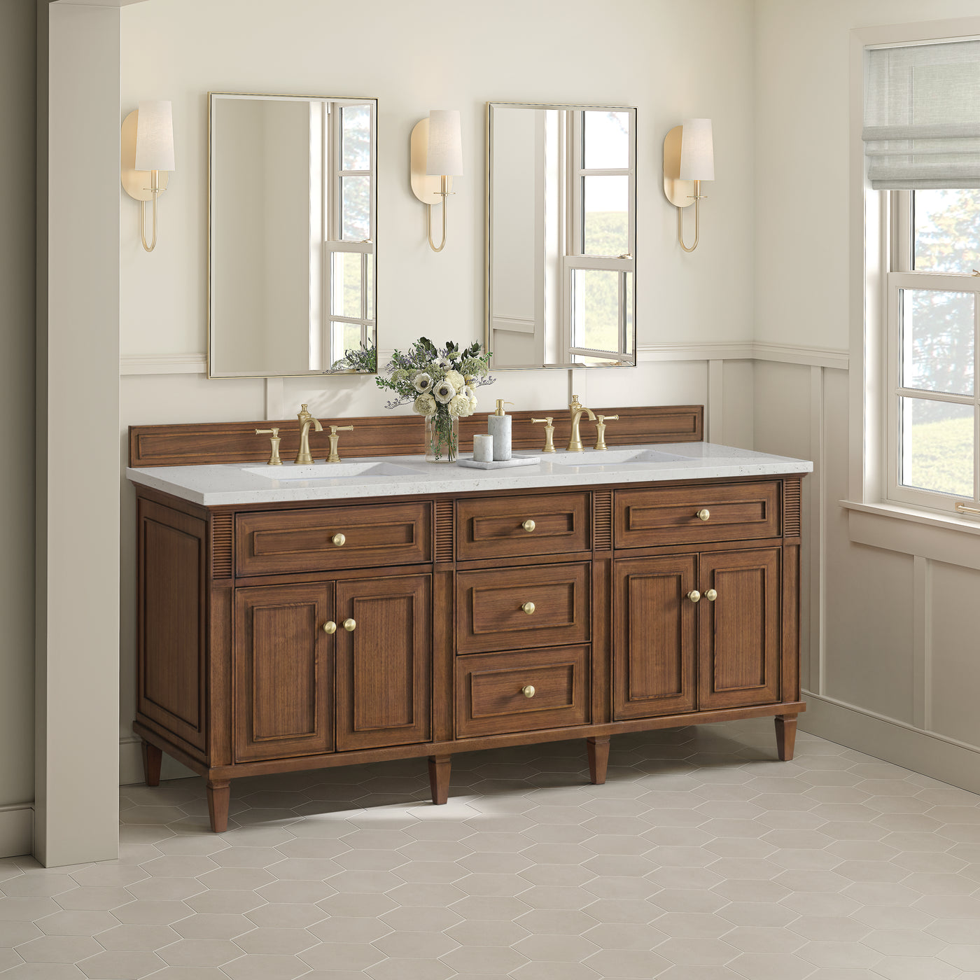 James Martin Lorelai 72" Double Bathroom Vanity, Mid-Century Walnut by James Martin