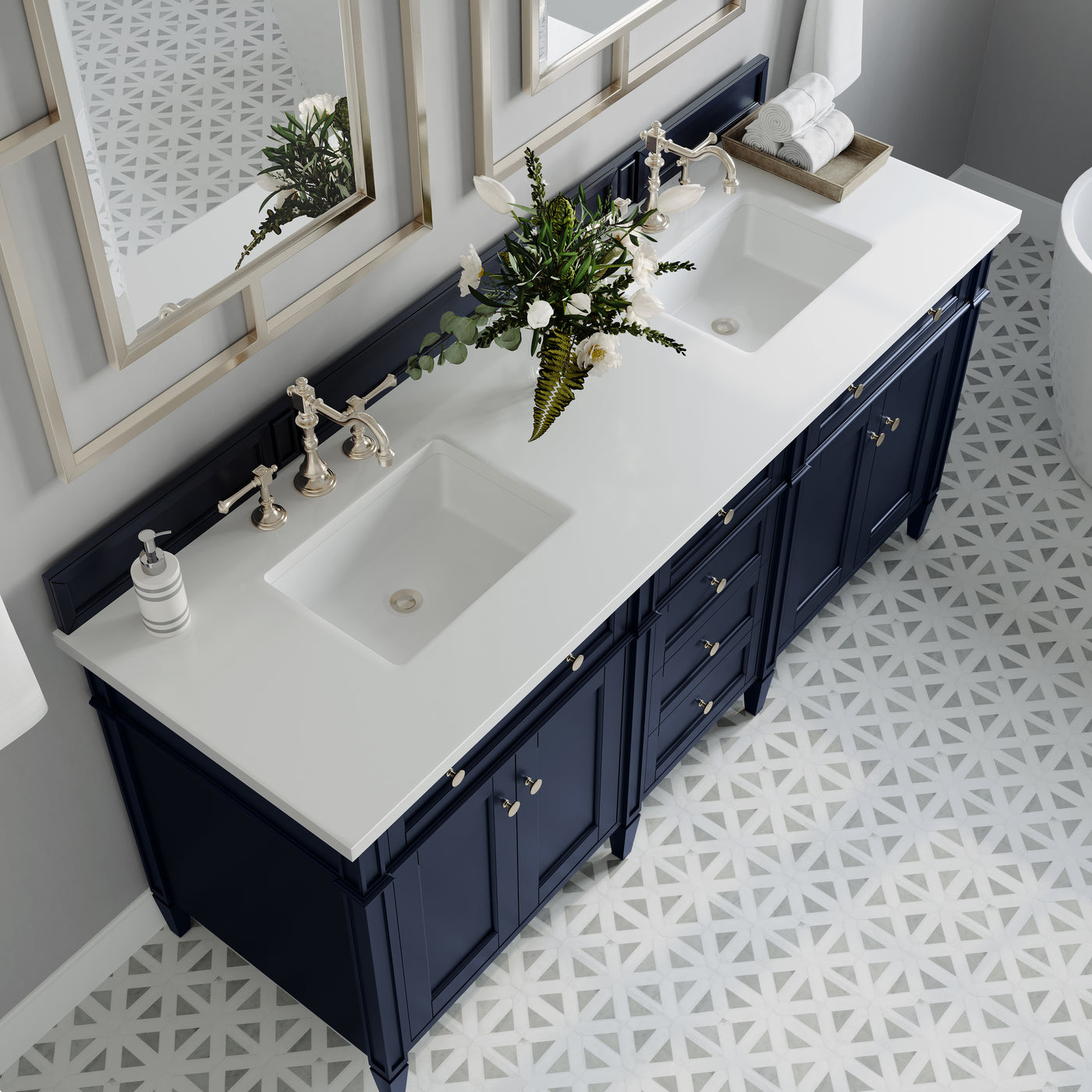 James Martin Brittany 72" Double Bathroom Vanity, Victory Blue, view 24