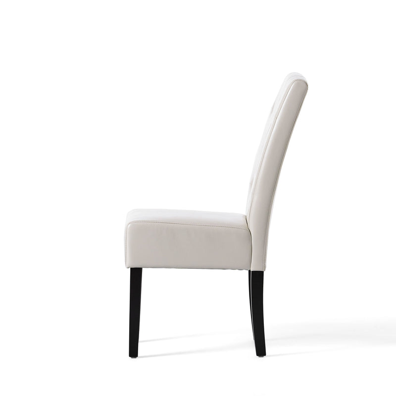 Carter 5-Tuft KD Dining Chair with Bonded Leather - Ivory, photo 9 of 10