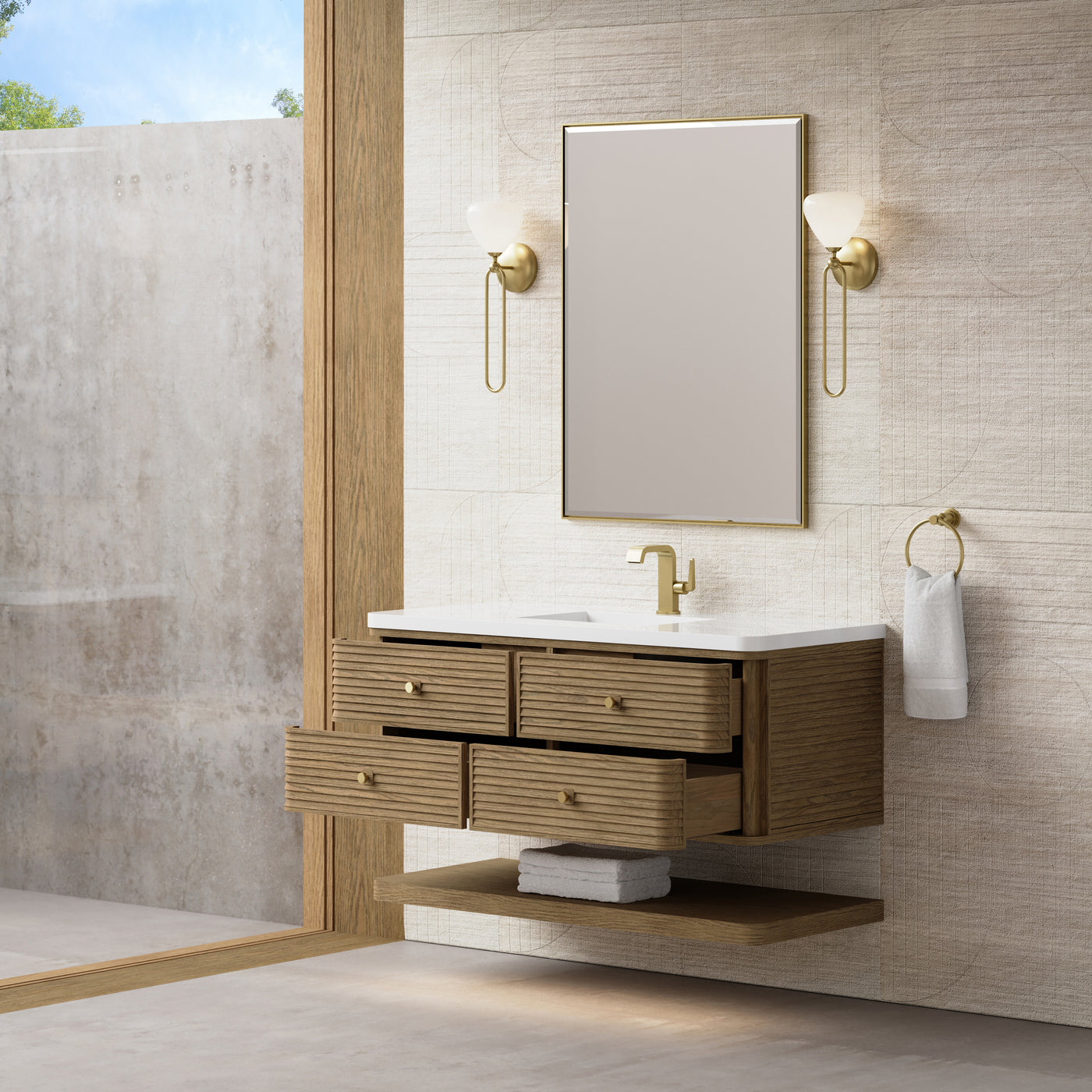 James Martin Allamari 48" Floating Single Bathroom Vanity, Dune Mist by James Martin