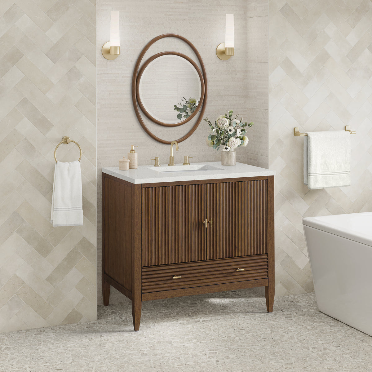 James Martin Myrrin 36" Single Bathroom Vanity, Mid-Century Walnut, view 32