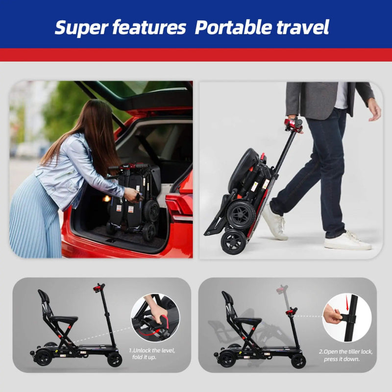 Ultra Lightweight 4-Wheel Folding Mobility Scooter With Remote For Adults And Elderly (SAK58976) by SAKSBY WHOLESALE