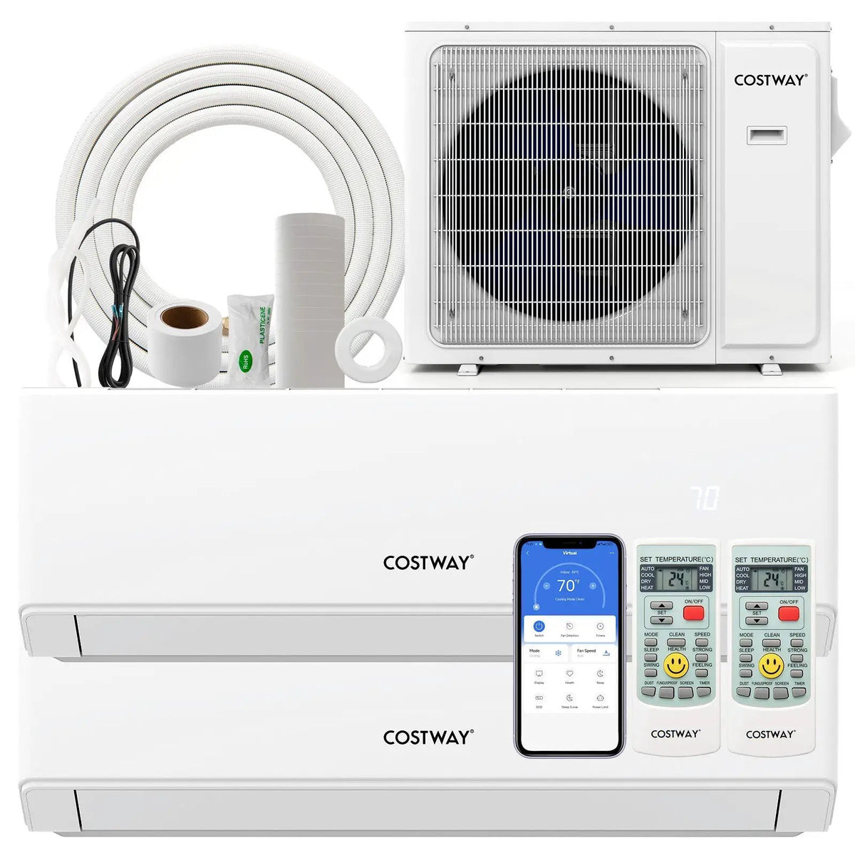 UltrEco Series 18000 BTU 2 Zone 22 SEER2 Mini Split Air Conditioner Wifi Enabled with Heat Pump by DirectDeals