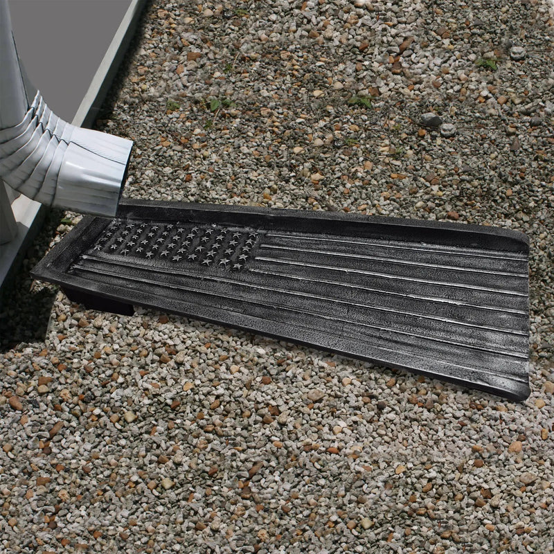 Silver American Flag 24-in Cast Aluminum Downspout Gutter Splash Block by Sharicks