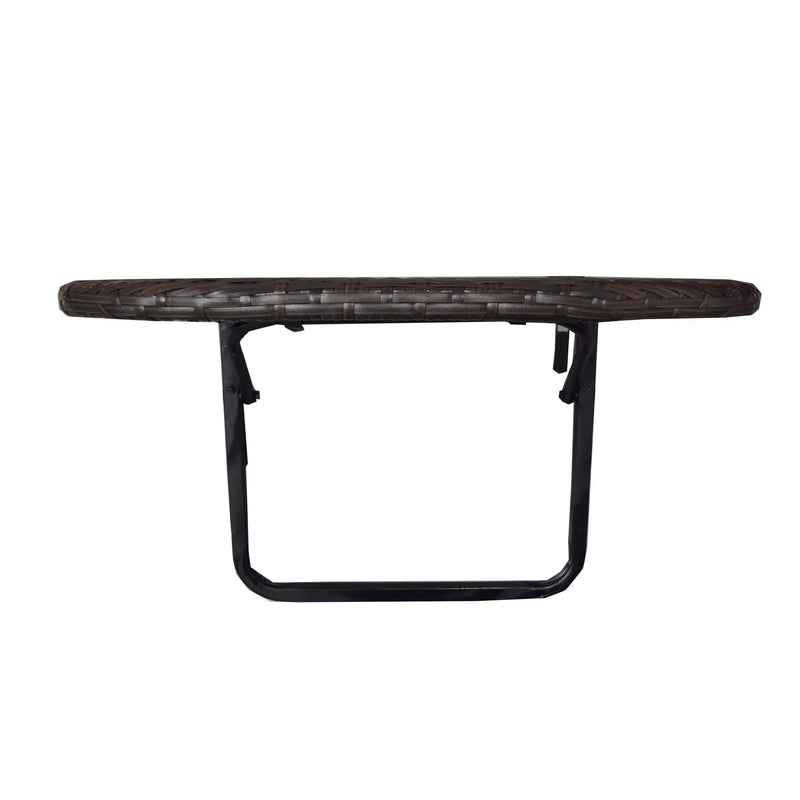 Brown Wicker Foldable Patio Balcony Table with Adjustable Clamps by Sharicks