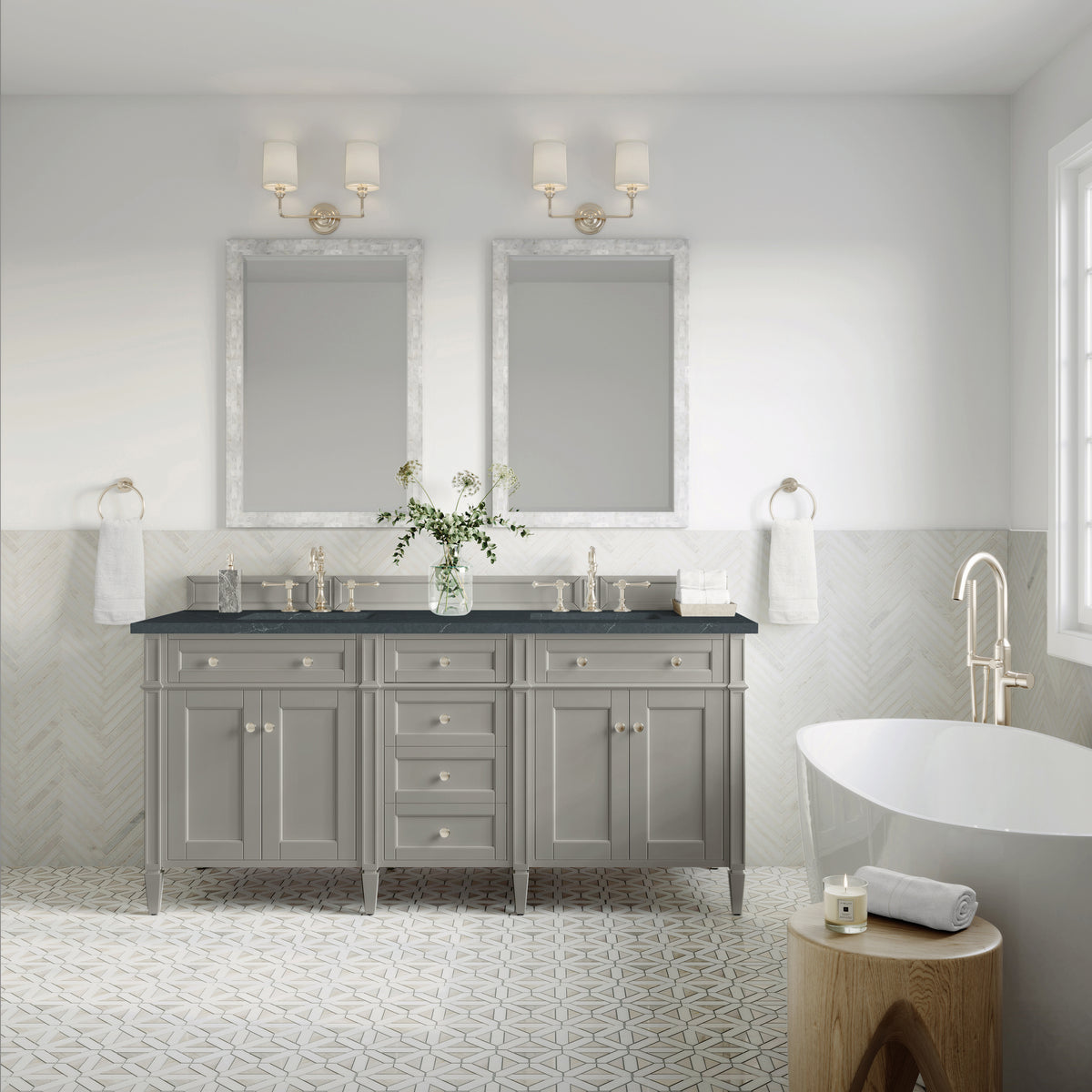 James Martin Brittany 72" Double Bathroom Vanity, Urban Gray, view 34