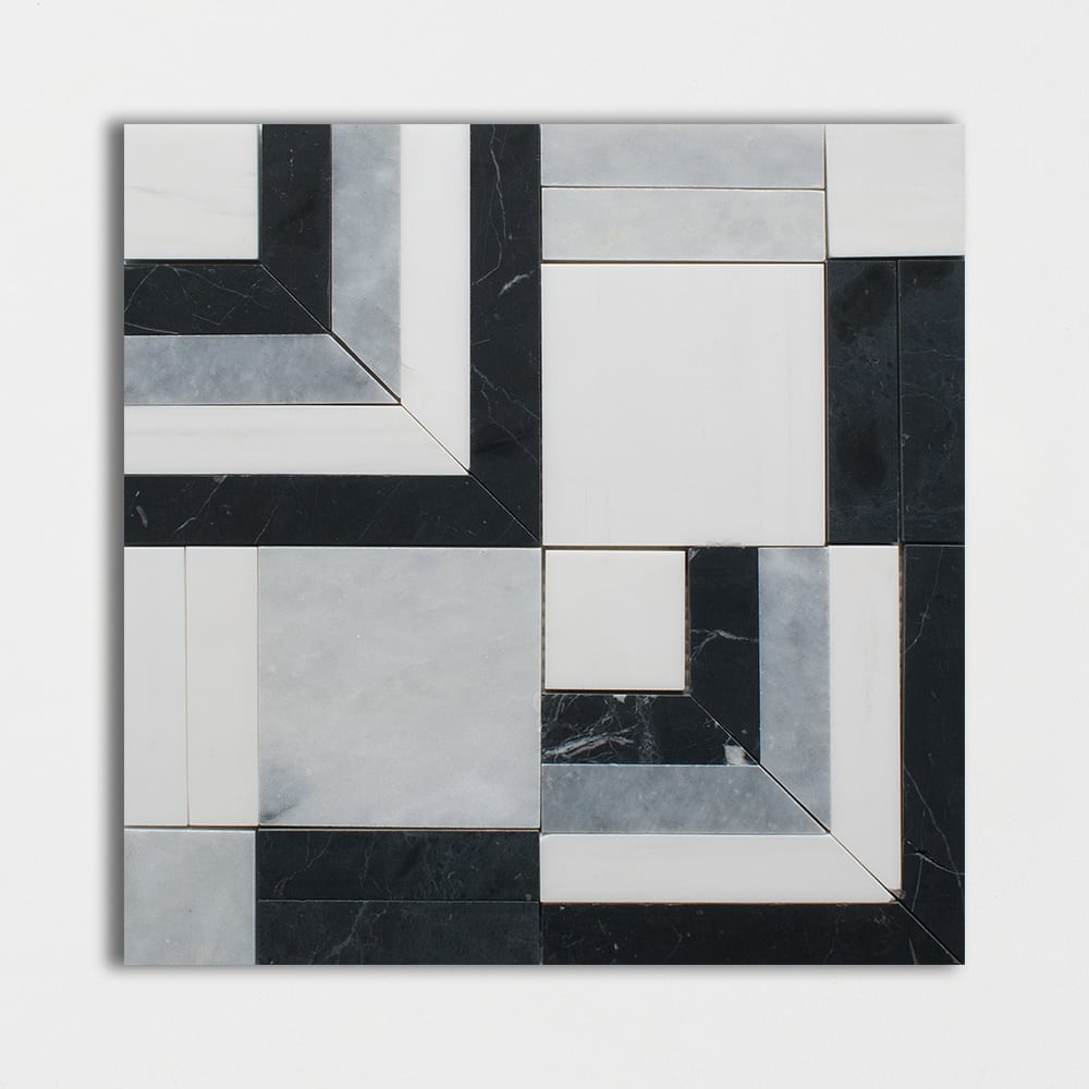 Una Polished Marble Mosaics 12x13 3/16 Marble Polished 12x12 Mosaics