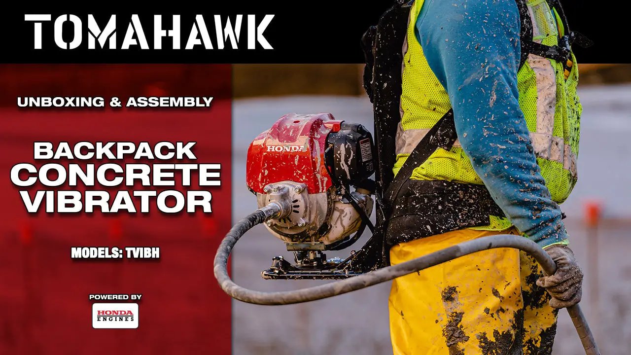 2HP Honda Concrete Vibrator with Flex Shaft Cable Whip Backpack by Tomahawk Power