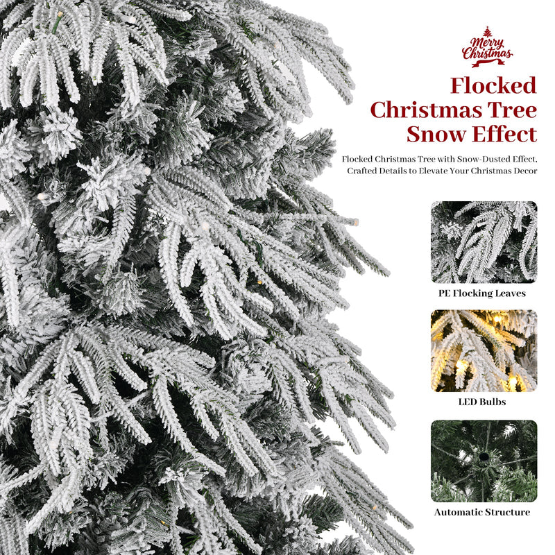 8-Foot Slim Flocked Christmas Tree, Pre-lit with 350 Warm White Lights, photo 8 of 10
